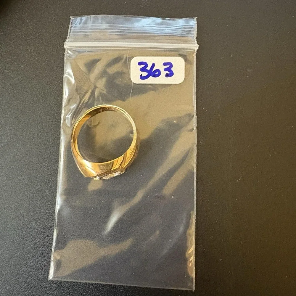 Vintage Mens 10k Gold Filled Ring Clear Stone 10.5 MCM Bold Statement 6.33g